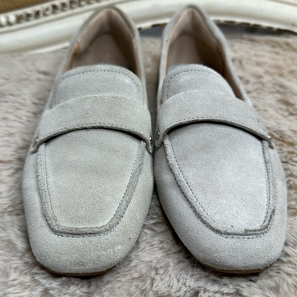 Franco Sarto Light Gray Suede Driving Loafers - Picture 8 of 16